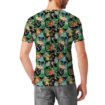 Men's Cotton Blend T-Shirt - Watercolor Lion King Jungle