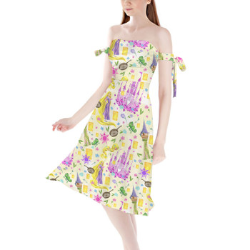Strapless Bardot Midi Dress - Watercolor Tangled