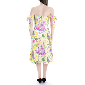 Strapless Bardot Midi Dress - Watercolor Tangled