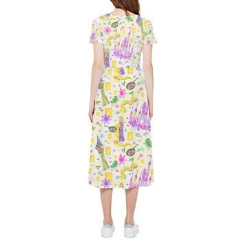 High Low Midi Dress - Watercolor Tangled