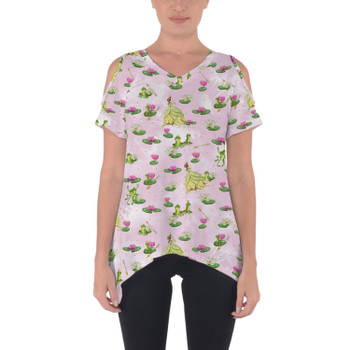 Cold Shoulder Tunic Top - Watercolor Princess Tiana & The Frog