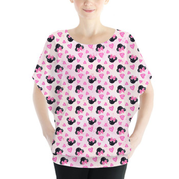 Batwing Chiffon Top - Watercolor Minnie Mouse In Pink