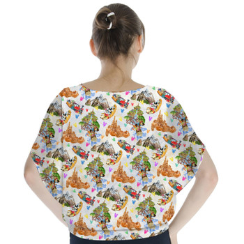 Batwing Chiffon Top - Watercolor Disney Parks Trains & Drops