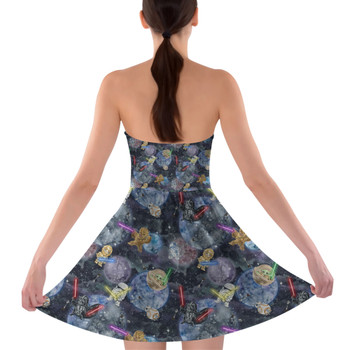 Sweetheart Strapless Skater Dress - Watercolor Star Wars Battle