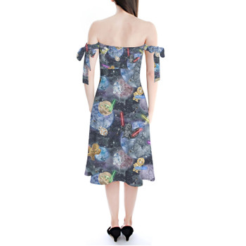 Strapless Bardot Midi Dress - Watercolor Star Wars Battle