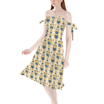 Strapless Bardot Midi Dress - Minions Bananas