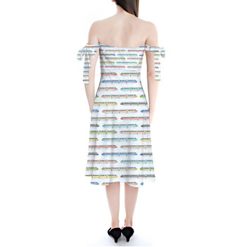 Strapless Bardot Midi Dress - Disney Monorail Rainbow