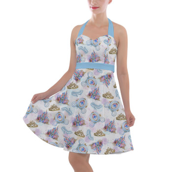 Halter Vintage Style Dress - Watercolor Cinderella