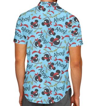 Men's Button Down Short Sleeve Shirt - Pirate Mickey Ahoy!