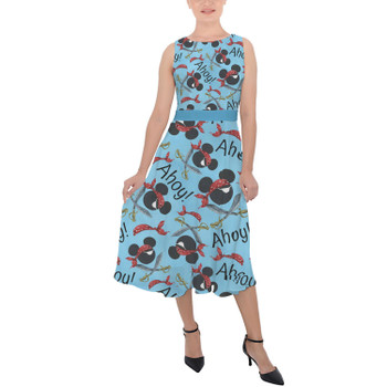 Belted Chiffon Midi Dress - Pirate Mickey Ahoy!