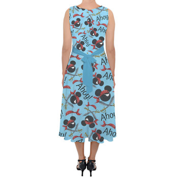 Belted Chiffon Midi Dress - Pirate Mickey Ahoy!