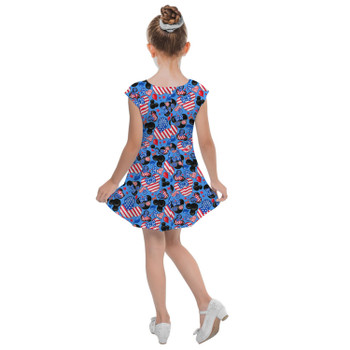 Girls Cap Sleeve Pleated Dress - Mickey's Fourth of July