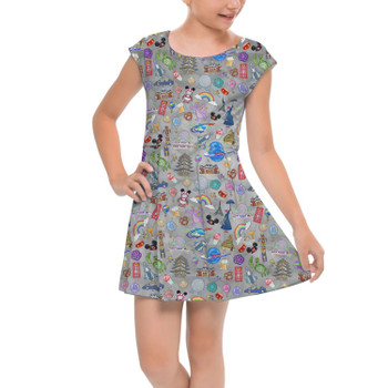 Girls Cap Sleeve Pleated Dress - The Epcot Experience
