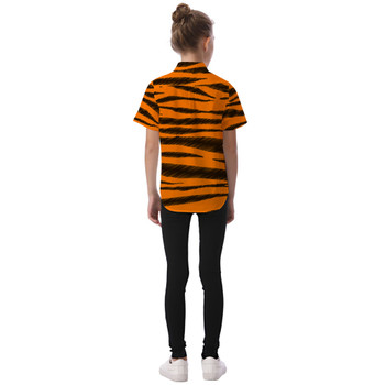 Kids' Button Down Short Sleeve Shirt - Tigger Stripes Winnie The Pooh Inspired