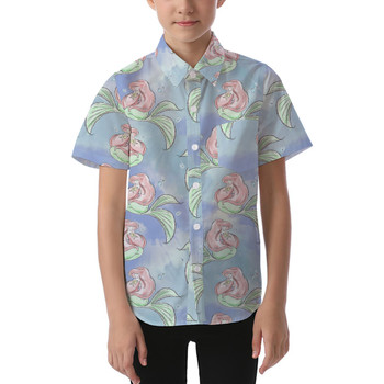 Kids' Button Down Short Sleeve Shirt - Sketch of Ariel