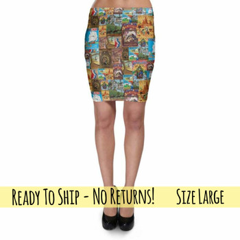Bodycon Skirt - L - Frontierland Disney Inspired - READY TO SHIP