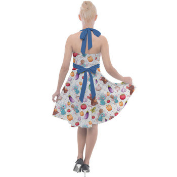 Halter Vintage Style Dress - Ratatouille Veggies