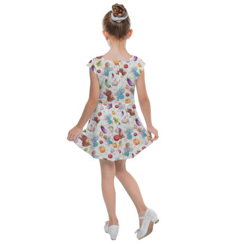 Girls Cap Sleeve Pleated Dress - Ratatouille Veggies