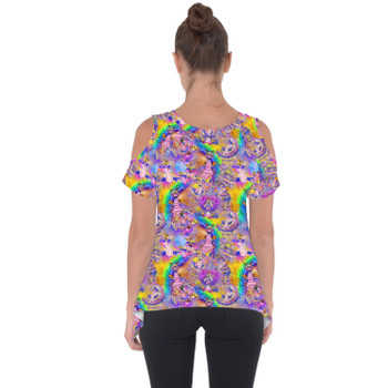 Cold Shoulder Tunic Top - Figment Watercolor Rainbow