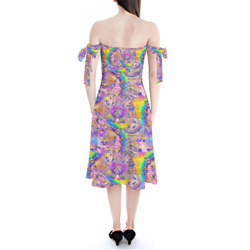 Strapless Bardot Midi Dress - Figment Watercolor Rainbow