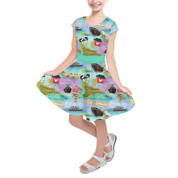 Girls Short Sleeve Skater Dress - Castaway Cay