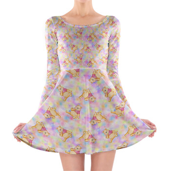 Longsleeve Skater Dress - Watercolor Pooh Bear