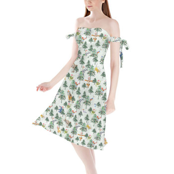 Strapless Bardot Midi Dress - Christmas Disney Forest