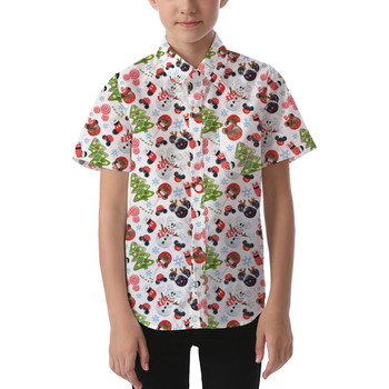 Kids' Button Down Short Sleeve Shirt - Mouse Magic Christmas