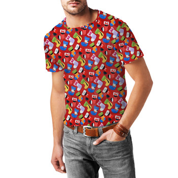 Men's Cotton Blend T-Shirt - Mickey & Friends Christmas Stockings