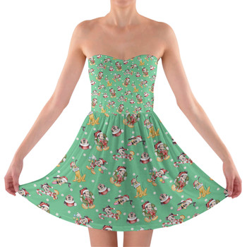 Sweetheart Strapless Skater Dress - Merry Mickey Christmas