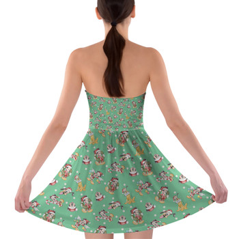 Sweetheart Strapless Skater Dress - Merry Mickey Christmas