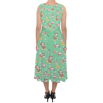 Belted Chiffon Midi Dress - Merry Mickey Christmas