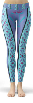 Yoga Waist Full Length Leggings - M - Scandinavian Frozen Elsa Inspired  - READY TO SHIP