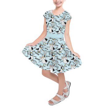 Girls Short Sleeve Skater Dress - Mine Mine Mine Seagulls Pixar Inspired