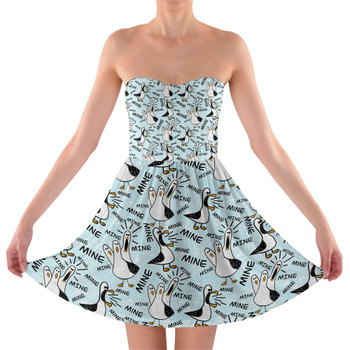 Sweetheart Strapless Skater Dress - Mine Mine Mine Seagulls Pixar Inspired