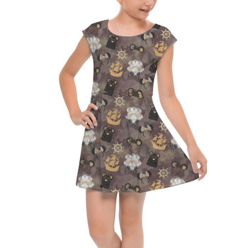 Girls Cap Sleeve Pleated Dress - Main Attraction Pirates of the Caribbean