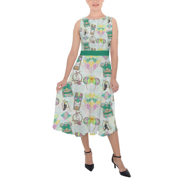 Belted Chiffon Midi Dress - Main Attraction Enchanted Tiki Room