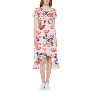 High Low Midi Dress - Valentine Mickey & Minnie