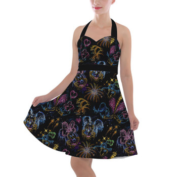Halter Vintage Style Dress - Mickey and Minnie's Love in the Sky