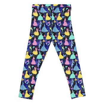 Girls' Leggings - Princess Glitter Silhouettes