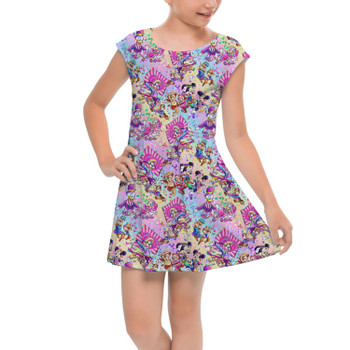 Girls Cap Sleeve Pleated Dress - Duffy, Mickey, & Friends