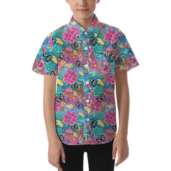 Kids' Button Down Short Sleeve Shirt - Encanto's Mirabel