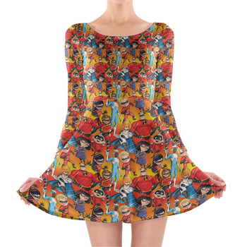 Longsleeve Skater Dress - The Incredibles Sketched