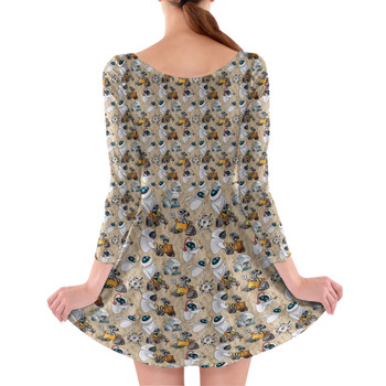 Longsleeve Skater Dress - Wall-E & Eve Sketched