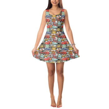 Sleeveless Flared Dress - Pixar Cars Sketched