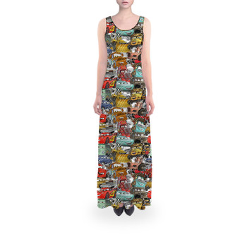 Flared Maxi Dress - Pixar Cars Sketched