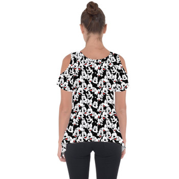 Cold Shoulder Tunic Top - Many Faces of Mickey Mouse