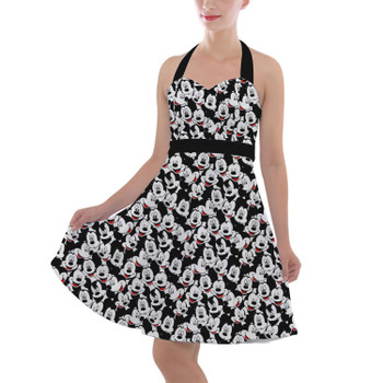 Halter Vintage Style Dress - Many Faces of Mickey Mouse
