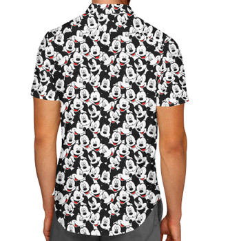 Men's Button Down Short Sleeve Shirt - Many Faces of Mickey Mouse