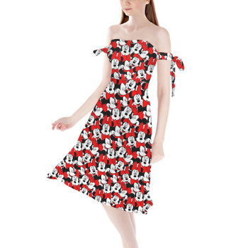 Strapless Bardot Midi Dress - Many Faces of Minnie Mouse